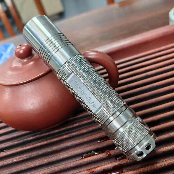 Convoy - S2+ 18650 Titanium Ti Flashlight - Glossy and Stone Washed Finish - Main Product Image