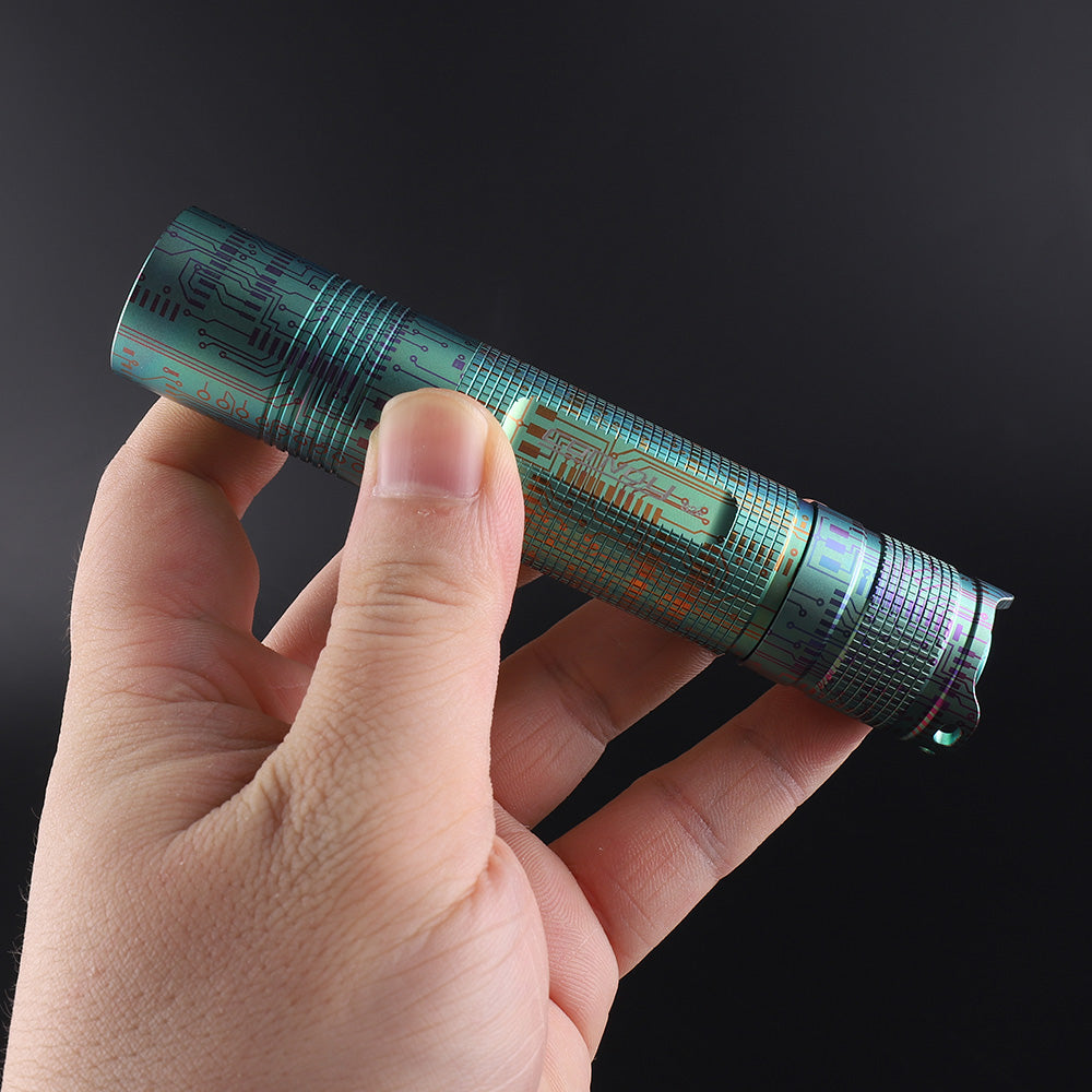 Convoy S2+ Titanium Flashlight Green Circuit Ltd Ed