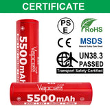 Vapcell K55 21700 5500mAh 15A Flat Top Rechargeable Battery