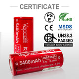 Vapcell 26650 K54  5400mAh 15A Flat Top Rechargeable Battery - Image 2