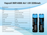 Vapcell P1422A USB-C Rechargeable AA Battery – 1.5V 1100mAh  - Image 3