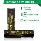 Vapcell K40 21700 4000mAh Battery - Image 3