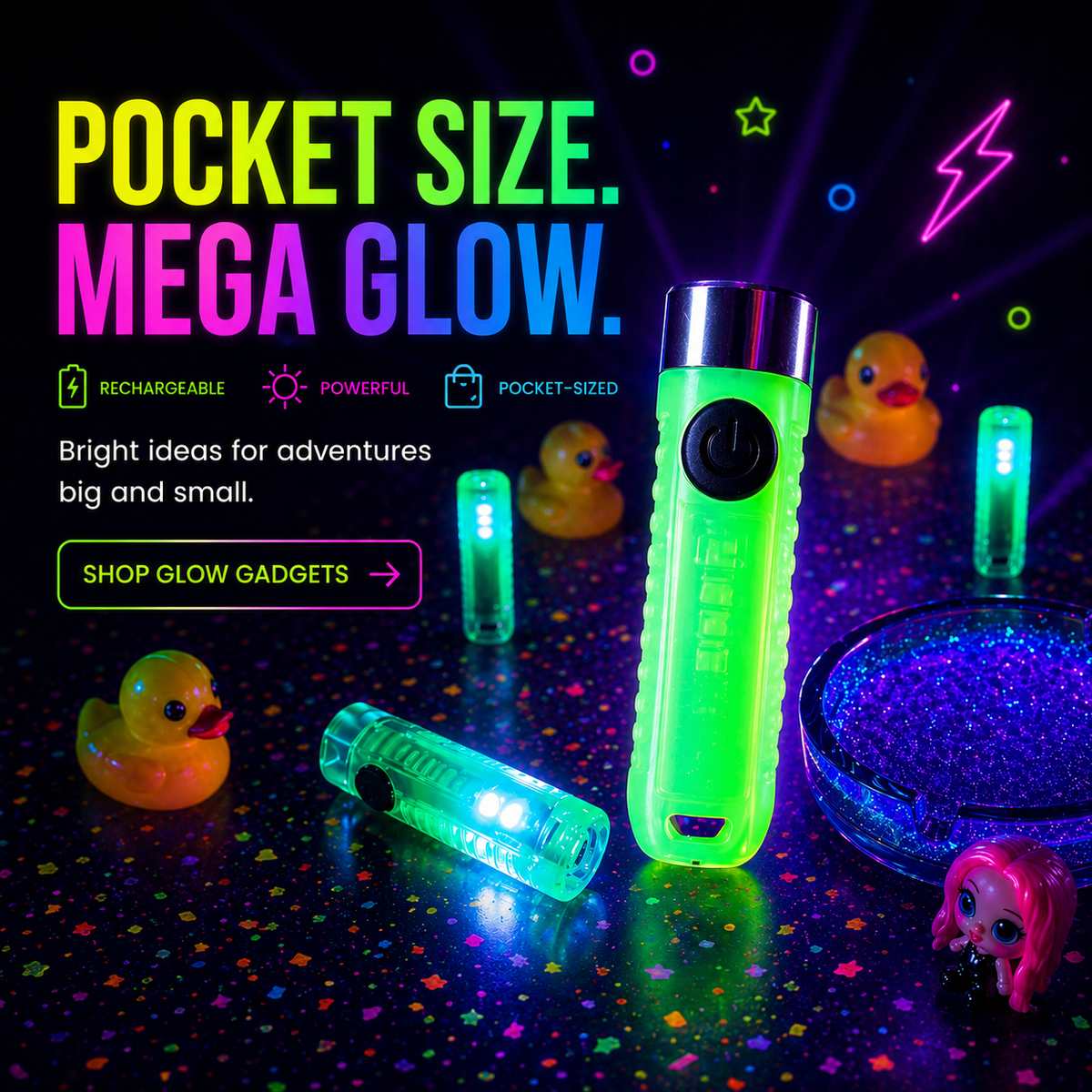 NightGlow S11 STARYNITE Mini EDC Flashlight - Glow-in-Dark