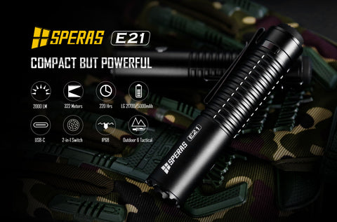 SPERAS E21 2000LM 2-in-1 Tail Switch 21700 Battery Included - Main Product Image