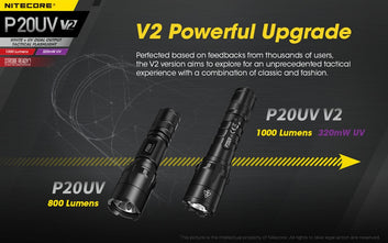 🔦 Nitecore P20UV V2 – 1000 Lumen Tactical Flashlight with UV Mode