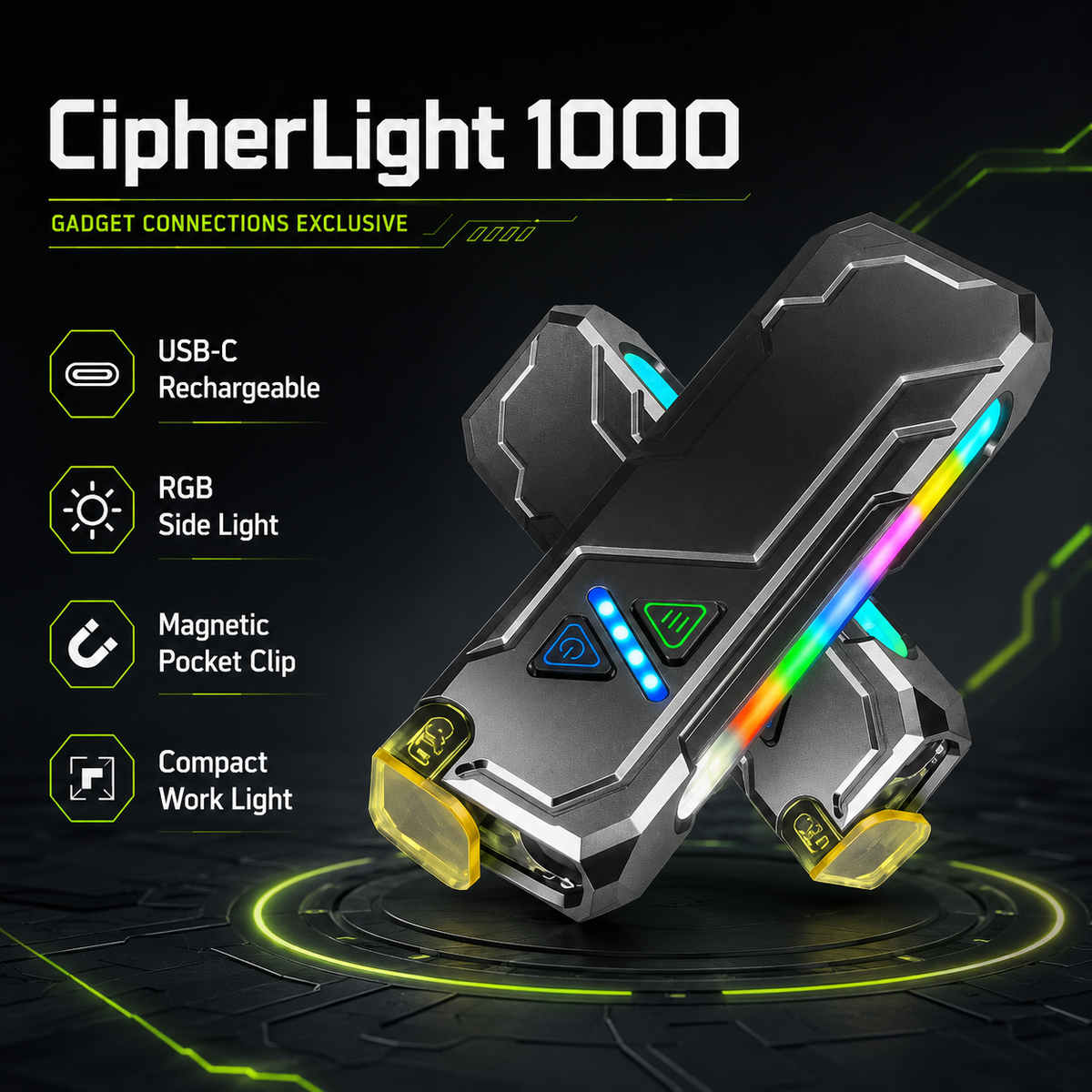 CipherLight 1000 White -UV RGB Pocket Light