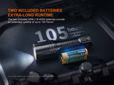 Fenix TK35R two included 4000mAh batteries, up to 105 hours