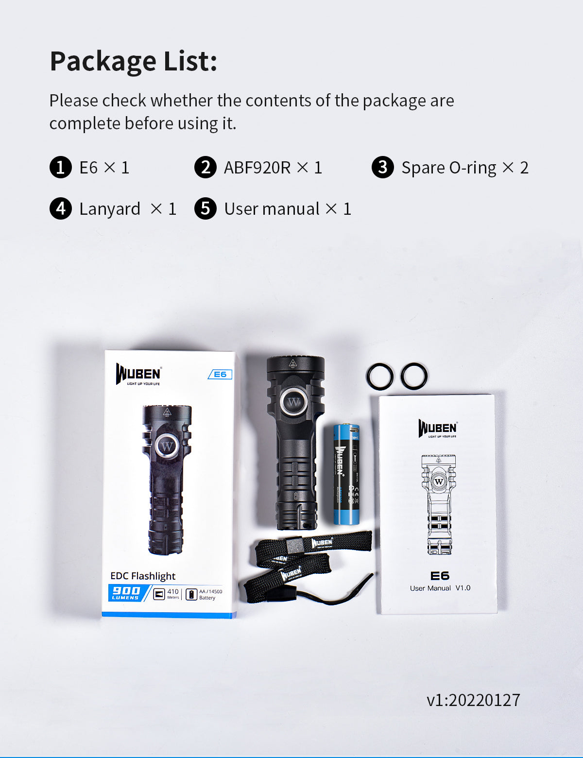 Wuben E6 Small Steel Cannon Strong Flashlight