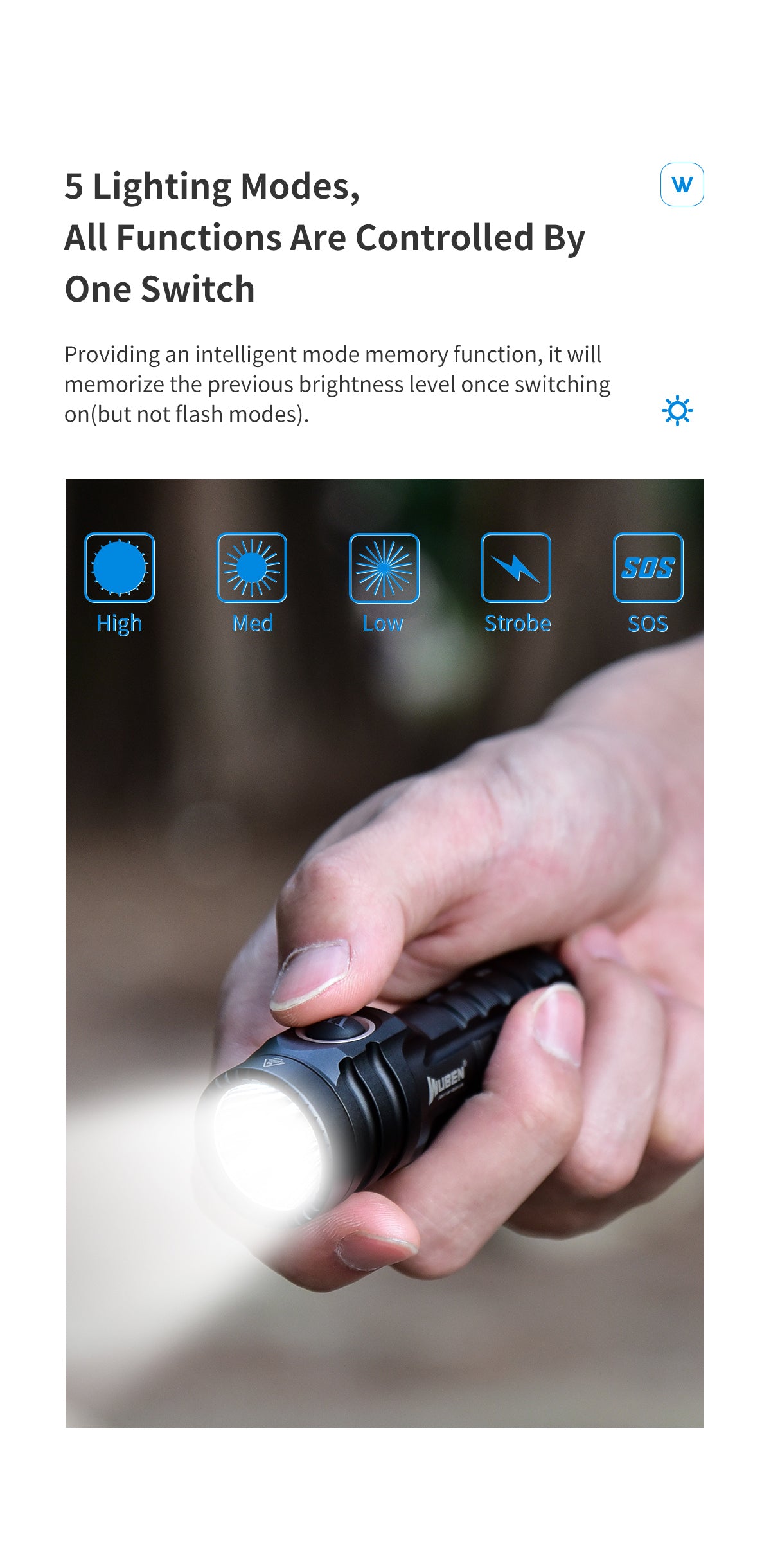 Wuben E6 Small Steel Cannon Strong Flashlight
