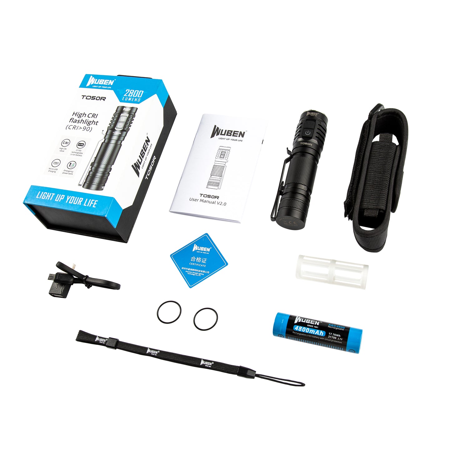 Wuben TO50R Rechargeable 21700 Flashlight - 2800 Lumen