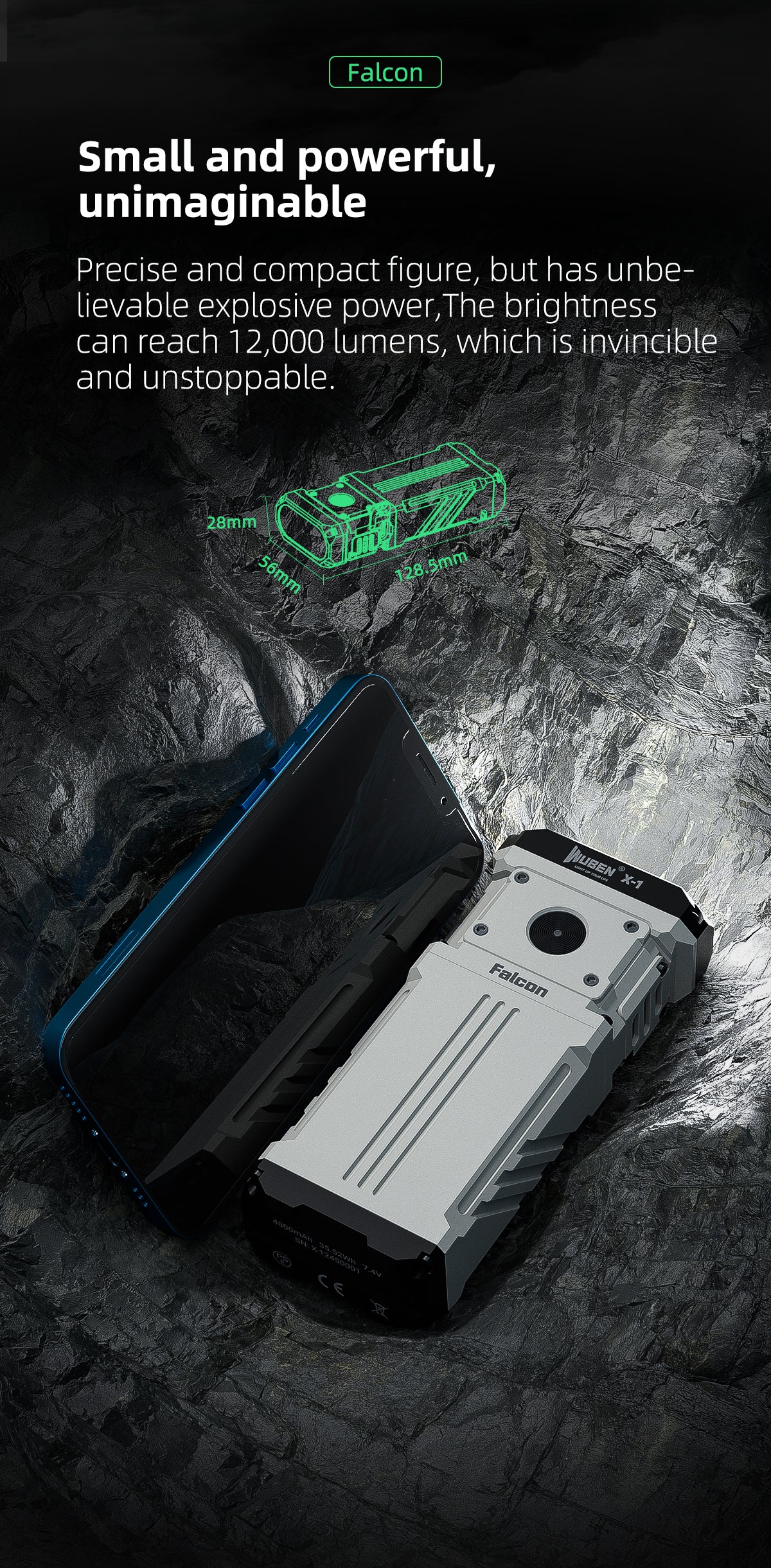 Wuben Lightok X1 Falcon Small And Powerful Easy Carry Light -12,000 Lumens