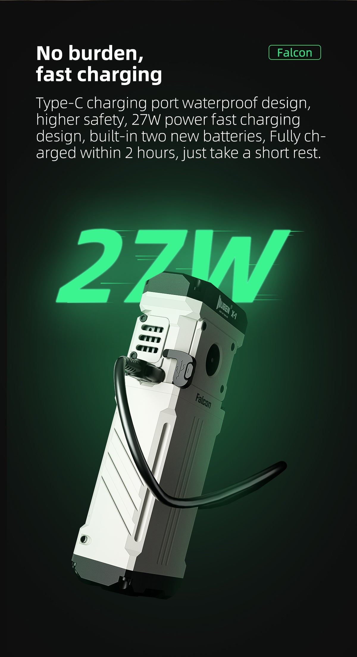 Wuben Lightok X1 Falcon Small And Powerful Easy Carry Light -12,000 Lumens
